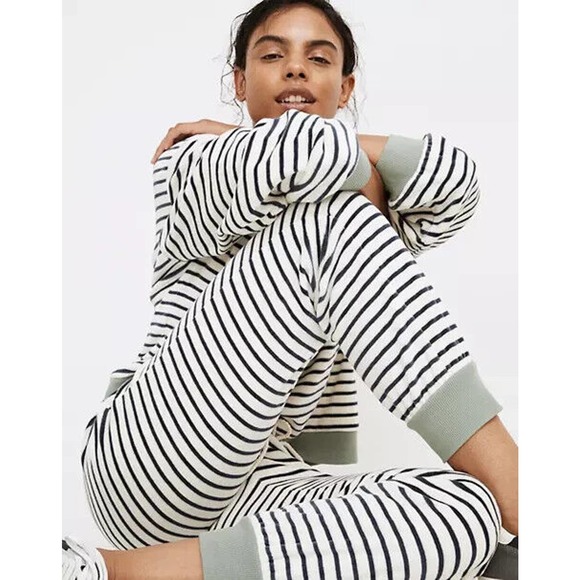 Madewell Pants - Madewell MWL Make Weekends Longer Velour Slim Joggers in Stripe Medium H14311
